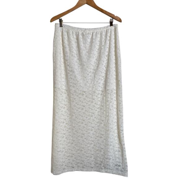 Aerie Vintage Lace Midi Skirt Black Elastic Waist Pull On Women's Large NWT - Picture 5 of 8